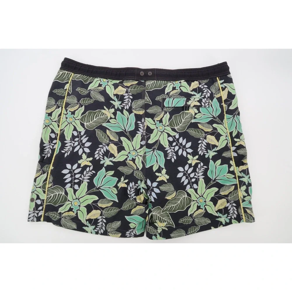 Tommy Bahama Mens XXL Black Green Floral Swim Trunks Lined‎ Shorts Size 2XL